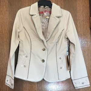 Embroidered jacket tan.